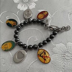 Moschino Silver Beaded Bracelet